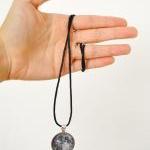 Moon Necklace Pendant With Glass Cabochon