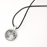 Moon Necklace Pendant With Glass Cabochon