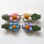 4 Little Colorful Spring Flowers Hair Clips In..