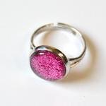 Sparkling Fuchsia Ring - Glass Cabochon And..