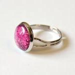Sparkling Fuchsia Ring - Glass Cabochon And..