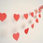 Laminated Garland With Paper Red Hearts, Water..