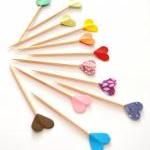 15 Party Picks Cupcake Toppers - Rainbow Colorful..
